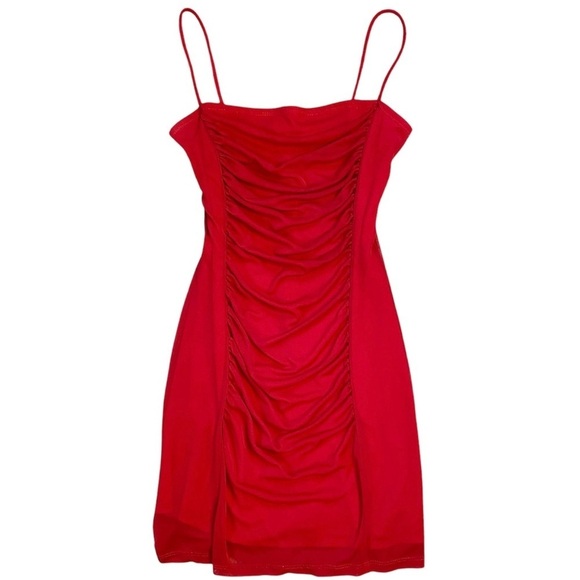 Vintage Dresses & Skirts - Vintage 90s Koji Yohji Red Spaghetti Strap Mini Dress Size Small